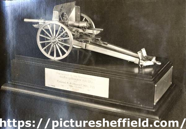 Sterling silver model of 18 pounder Q.F., gun made by Walker and Hall