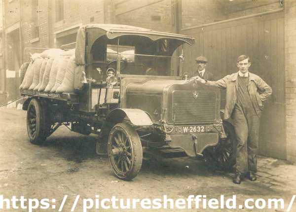 First motor lorry used by Nichols and Co., wholesale grocers and tea, coffee and fruit merchants