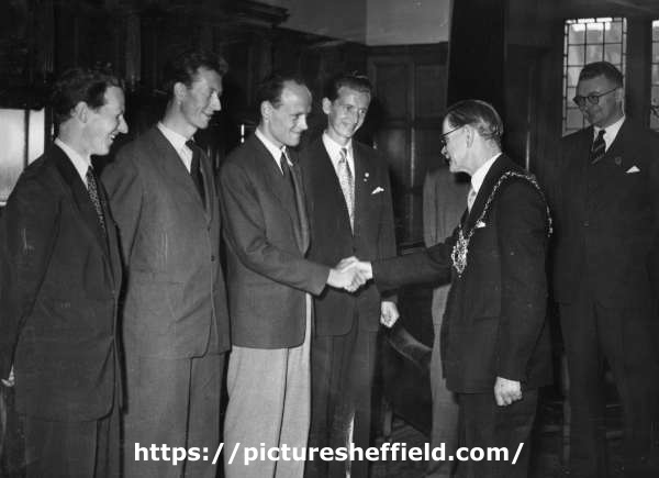 John Henry Bingham, Lord Mayor of Sheffield, 1954-1955: National Road Walking Association, Swedish team, Town Hall