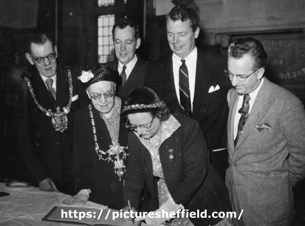 John Henry Bingham, Lord Mayor of Sheffield, 1954-1955: Party of Americans working on the Burke Papers, Town Hall