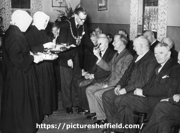 John Henry Bingham, Lord Mayor of Sheffield, 1954-1955: Visit to the Little Sisters of the Poor [St. Elizabeth's Home for the Aged], Heeley Bank Road