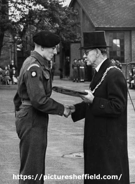 John Henry Bingham, Lord Mayor of Sheffield, 1954-1955: Pass[ing] Out Parade, York and Lancaster Regiment, Pontefract Barracks