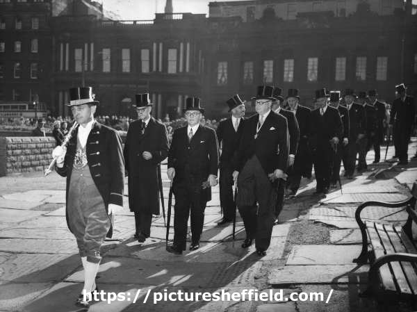 John Henry Bingham, Lord Mayor of Sheffield, 1954-1955: [Procession for the] installation of Master Cutler (William G. Ibberson), Church Street