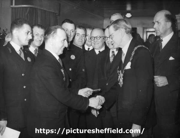John Henry Bingham, Lord Mayor of Sheffield, 1954-1955: Sheffield Transport safe driving awards, City Hall, Barkers Pool