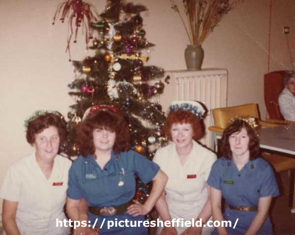 Nurses and nursing auxilliaries at Christmas, Northern General Hospital, Fir Vale