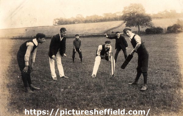 Unidentified group playing cricket