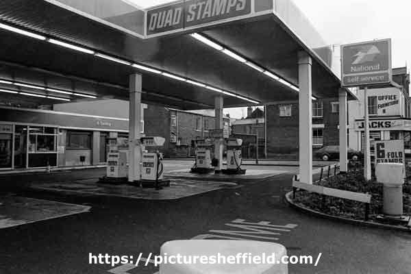 National petrol station, Ecclesall Road showing (right) No. 503 Jacks of Sheffield, office furniture dealers