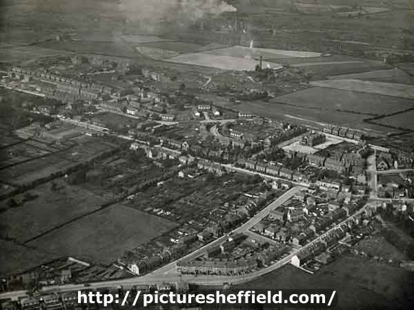 Aerial view of Handsworth showing (centre) Handsworth Road and (right) Laverack Street and Richmond Road