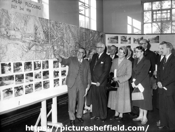 Exhibition in the Central Library, Surrey Street on the River Sheaf Flooding, July 2nd, 1958