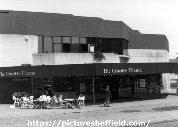 Crucible Theatre, No. 55 Norfolk Street from Tudor Square showing (left) the entrance to the Crucible restaurant