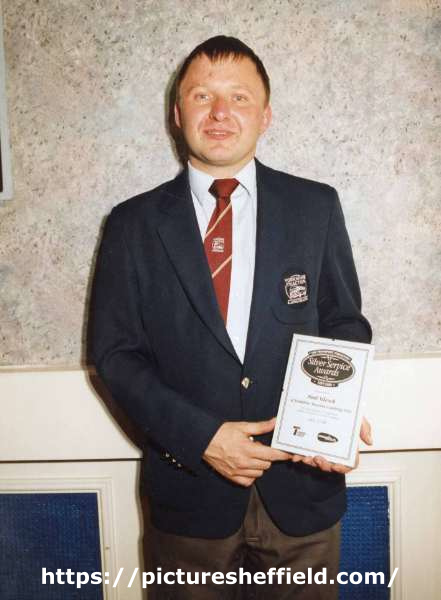 Paul Silcock of Yorkshire Traction Coaching Unit, winner of South Yorkshire Passenger Transport Executive (SYPTE) Silver Service Awards competition, 1997 - 98