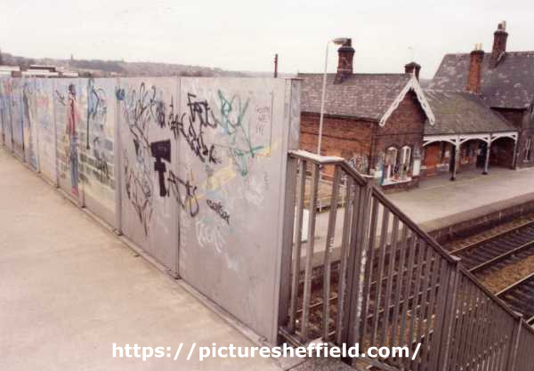 Graffiti on footbridge, Woodhouse Railway Station, Woodhouse Mill