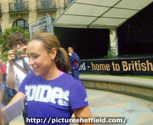 Olympic torch event in the Peace Gardens for the 2012 Olympics showing (centre) Jessica Ennis 