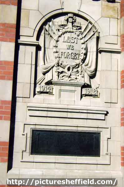 First World War memorial, Owlerton Church War Memorial Hall, junction of Forbes Road and Langsett Road