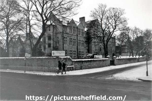 Collegiate Crescent site of Sheffield Polytechnic at the junction of (foreground) Ecclesall Road