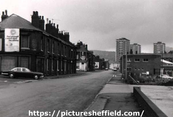 Hill Street looking towards (centre right) Lansdowne Flats