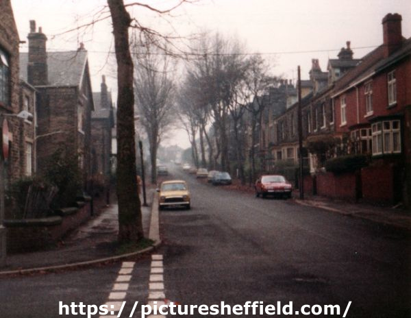 Sandford Grove Road looking towards the city from junction with (left) Glen Road 