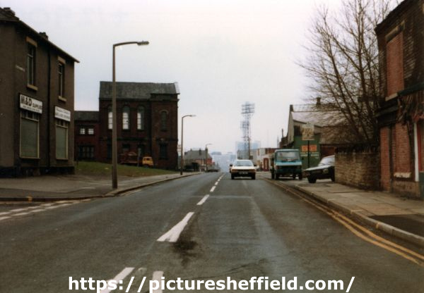 Bramall Lane showing (left) M. and D. Supplies and Ebenezer Wesleyan Reform Church