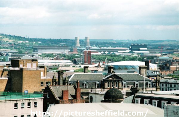 View from the City Centre looking towards Meadowhall Shopping Centre and the Tinsley Cooling Towers
