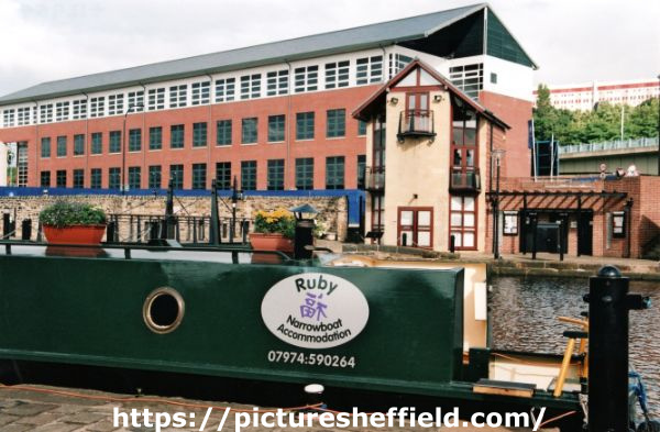 Victoria Quays/ Canal Basin, Sheffield and South Yorkshire Navigation showing the locks and Basin Masters Office in front of Navigation House