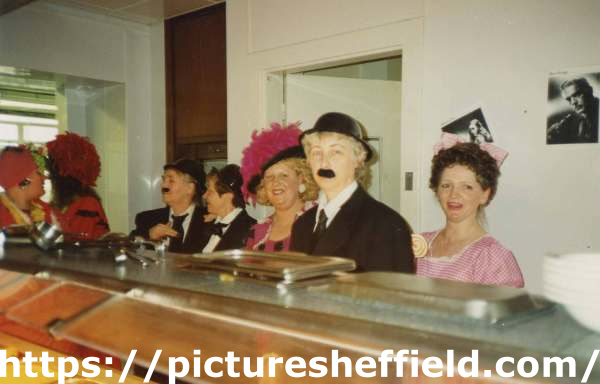 Film Stars from 1948 Cinema. Canteen staff from Weston Park Hospital celebrate the 50th anniversary of the National Health Service (NHS)