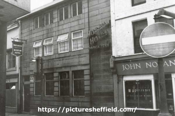 Orchard Street showing (left) No. 25 Museum Hotel and (right) No. 29 John Nolan, jewellers