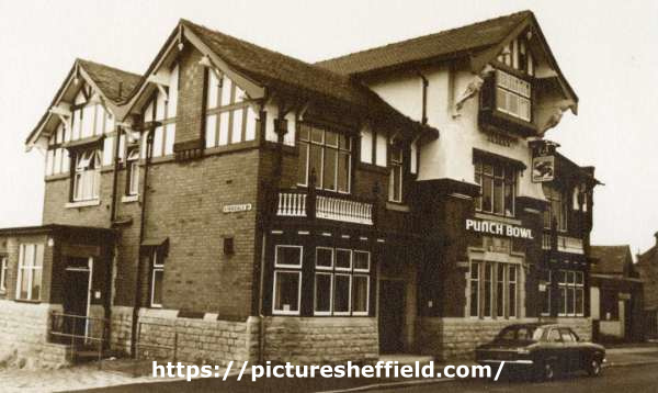 Punch Bowl public house, No. 236 Crookes at the junction with (left) Springvale Road