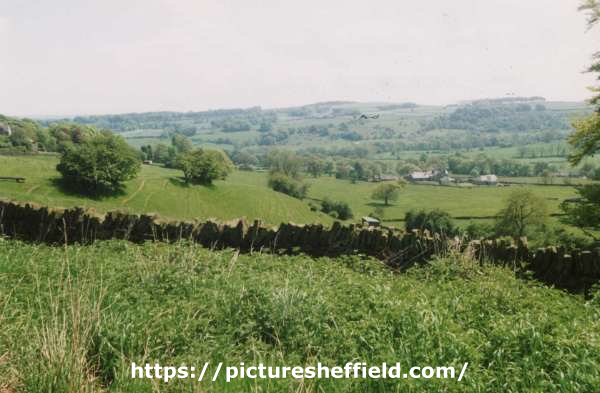 View from Harrison Lane across the Mayfield Valley showing (right) Mill Lane Farm, Mayfield Road