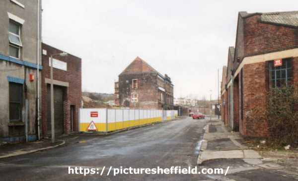 Lancaster Street looking towards (centre) former Neepsend Rolling Mills Ltd., Neepsend Lane being converted to Kelham House offices