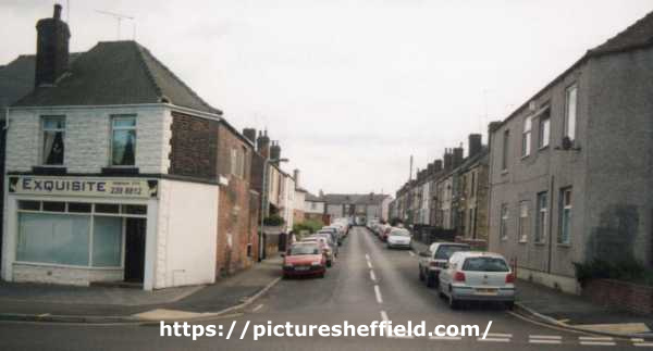 Stanhope Road from Mansfield Road showing (left) Exquisite, hair stylists, No. 304 Mansfield Road