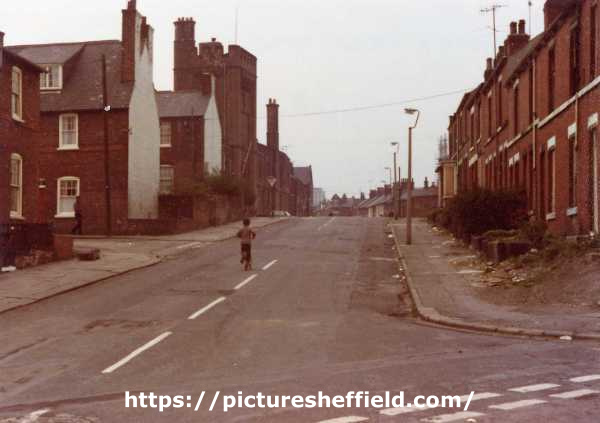 Edmund Road from Clough Road showing (centre) former Territorial Army, Norfolk Barracks, Drill Hall