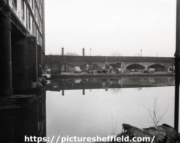Railway arches on the canal wharf, Canal Basin showing (left) the Straddle Warehouse