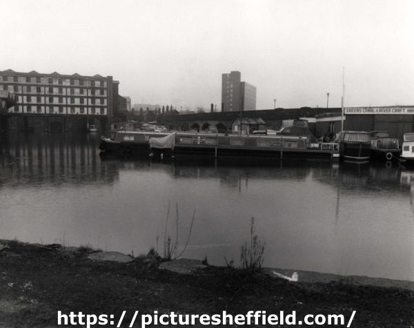 Canal Basin looking towards Straddle Warehouse showing (centre) Smithfield House and  (right) Green's Canal and River Craft