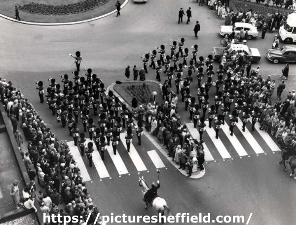 Football World Cup 1966: Guards band marching in Town Hall Square