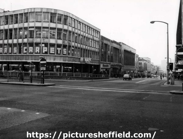 The Moor from Furnival Gate showing (left) Harris Carpets and Alexandre Ltd., tailors