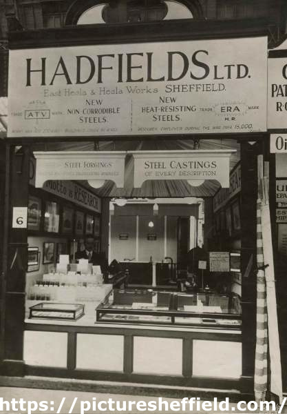 Exhibition stand at unidentified exhibition, Hadfields Ltd., East Hecla and Hecla Works, Sheffield
