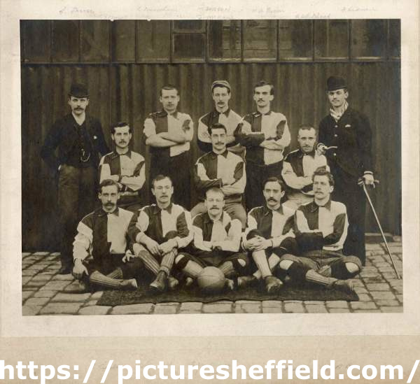 Unidentified football team possibly connected to Hadfields Ltd.