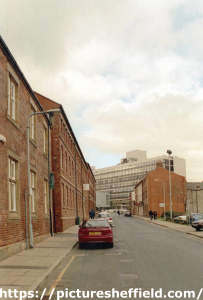 Arundel Street showing (left) Cooper Building, Sheffield Science Park and (centre) Owen Building, Sheffield Hallam University c.2002 - 2003