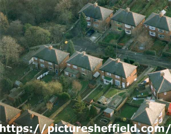 Unidentified aerial view of semi detached housing in Sheffield