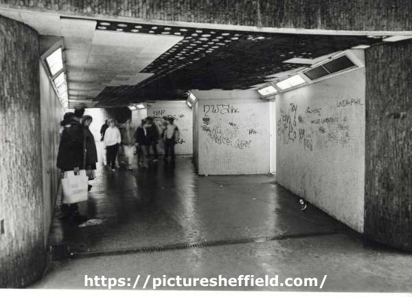 Unidentified subway with graffiti