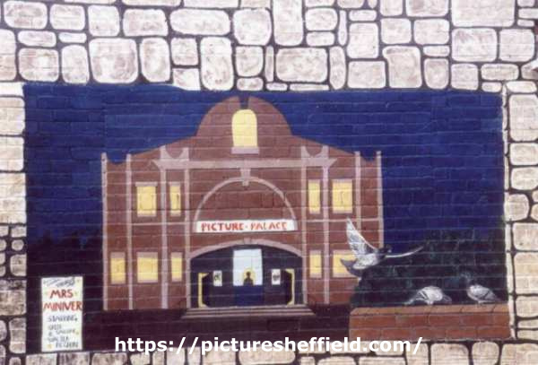 Wall painting of the Wincobank Picture Palace on the Council wash house, Merton Lane, Wincobank