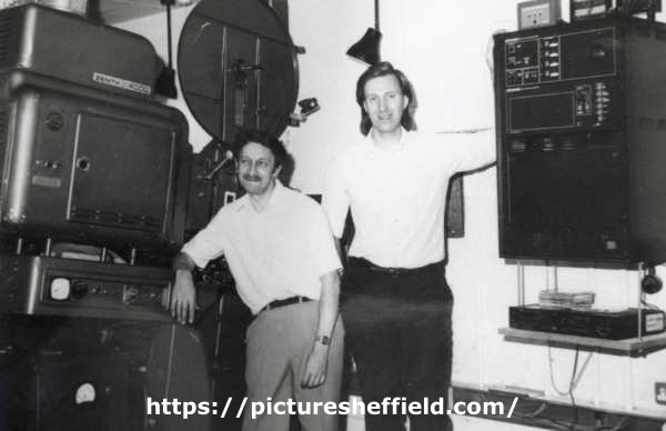 Ray Byers and Martin Vickers, projectionists, Odeon Cinema, Burgess Street