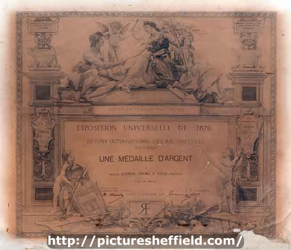Exposition Universelle de 1878 certificates of awards: Saynor, Cook and Ridal