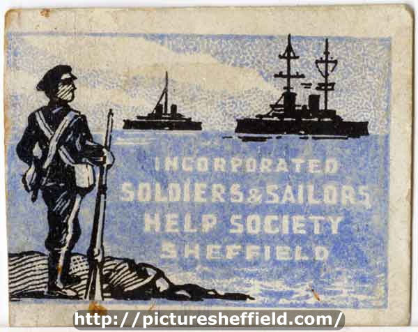 World War One pin badge - Incorporated Soldiers and Sailors Help Society, Sheffield (front)