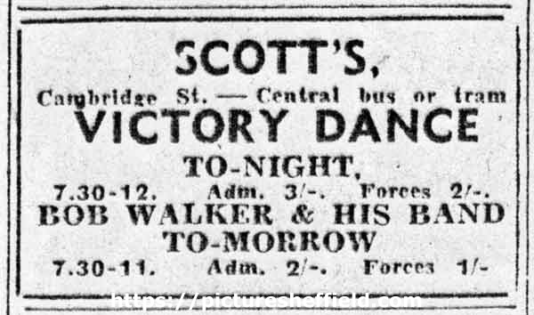 Advertisement for Victory Dance at Scott's, Cambridge Street