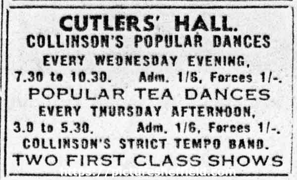 Cutlers Hall - Collinson's popular dances, etc