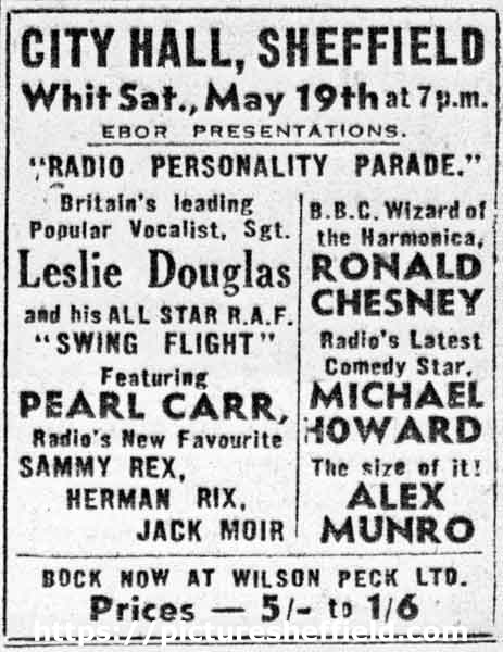 Advertisement for City Hall Whit Saturday Shows