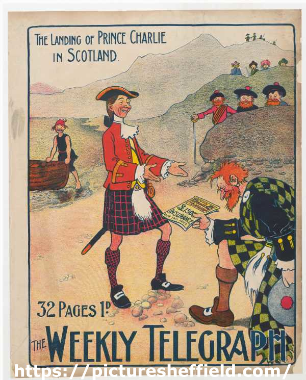 Sheffield Weekly Telegraph poster: The landing of Prince Charlie in Scotland