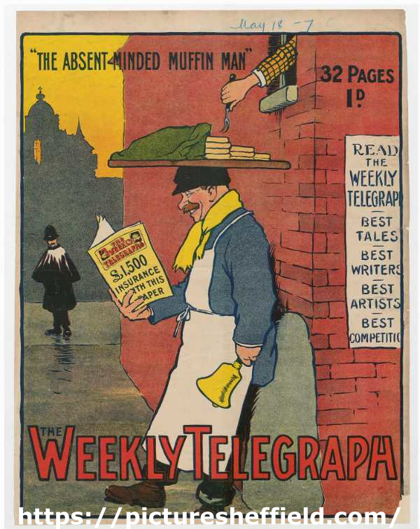 Sheffield Weekly Telegraph poster: The absent-minded muffin man
