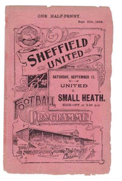 Sheffield United Football Club programme advertising the forthcoming match against Small Heath